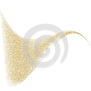 Vector gold glitter wave abstract background, golden sparkles on white background.