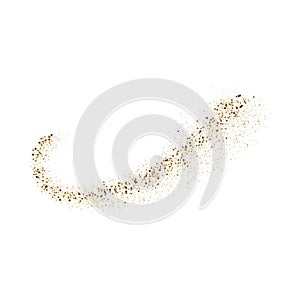 Vector gold glitter wave abstract background, golden sparkles on white background, Gold glitter card design.