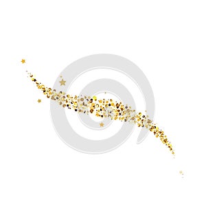 Vector gold glitter wave abstract background, shiny golden sparkles, vip design element isolated on white background.