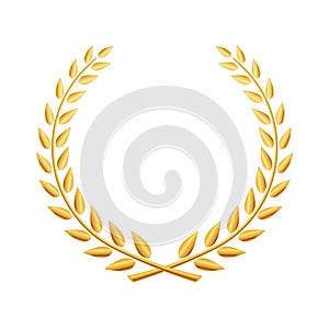 Vector gold laurel wreath icon illustration