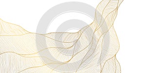 Vector gold line abstract wavy background, luxury curve texture, graphic geometric element. Premium wallpaper, japanese
