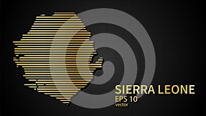 Vector gold map of Sierra Leone, futuristic modern website background or cover page .Web