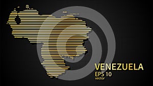 Vector gold map of Venezuela, futuristic modern website background or cover page .Web