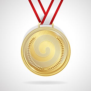 Vector gold medal with ribbon