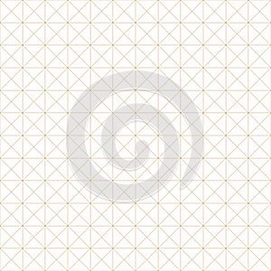 Vector gold minimalist geometric seamless pattern with thin lines, square grid