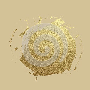 Vector gold paint stroke. Abstract gold glittering textured art illustration