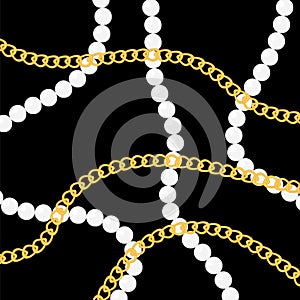 Vector gold pattern. Yellow chain background