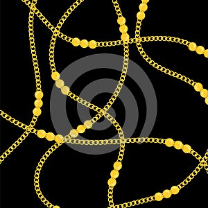 Vector gold pattern. Yellow chain background