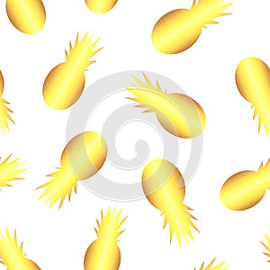 Vector gold pineapple fruit seamless pattern