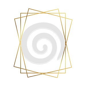 Vector gold rectangle frame. Decoration element for wedding invitations and photo.