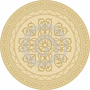 Vector gold round Yakut ornament.
