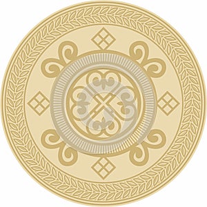 Vector gold round Yakut ornament. Endless circle, border