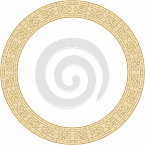 Vector gold round Yakut ornament. Endless circle, border