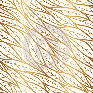 Vector gold seamless pattern. Floral leaf. Abstract geometric background. Golden leaves. Laser cutting. Elegant design for design