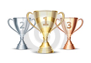 Vector gold, silver and bronze winner cup