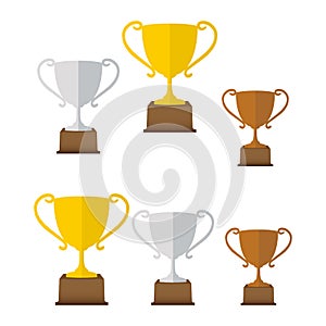 Vector gold, silver and bronze winners cup. Vector illustration