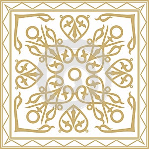 Vector gold square Yakut ornament.