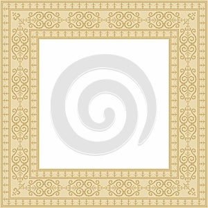 Vector gold square Yakut ornament. An endless rectangular border