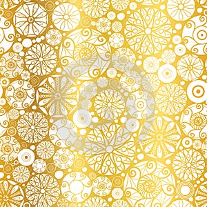 Vector Gold White Abstract Doodle Circles Seamless Pattern Background. Great for elegant texture fabric, cards, weddin