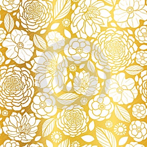 Vector Gold and White Mosaic Flowers Seamless Repeat Pattern Background Design. Great For Elegant wedding invitations