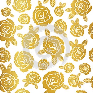 Vector Gold and white roses seamless pattern illustration