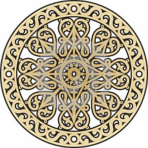 Vector gold Yakut round ornament. photo