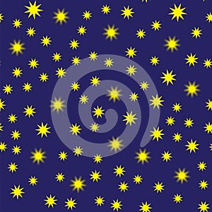 Vector Gold Yellow Star Seamless Pattern on Blue Background