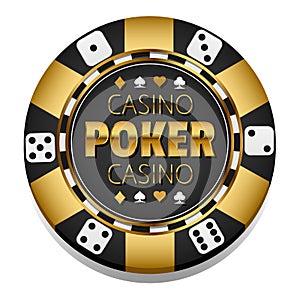 Vector golden Casino chip. Gambling.