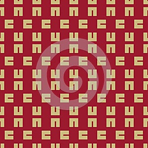 Vector golden colored geometric block seamless pattern background