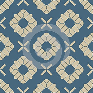 Vector golden floral seamless pattern. Blue and gold luxury abstract ornament