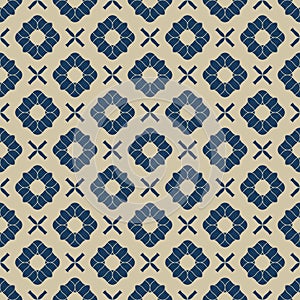 Vector golden floral seamless pattern. Blue and gold luxury abstract ornament