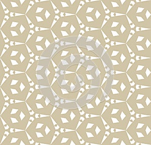 Vector golden geometric seamless pattern with hexagonal grid, triangular shapes