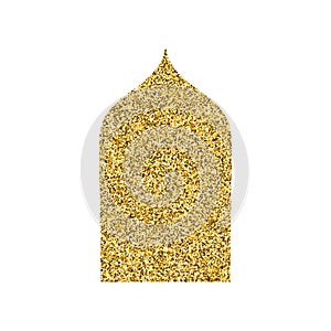 Vector Golden Glitter Ramadan Kareem shapes of windows and gold gates. Vector arabic door silhouette. Vector symbol