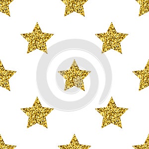 Vector golden glitter stars white seamless pattern