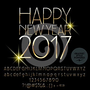 Vector golden Happy New Year 2017 greeting card