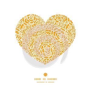 Vector golden lace roses heart silhouette pattern