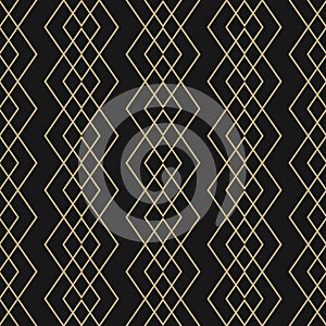 Vector golden lines pattern. Subtle geometric seamless texture. Black and gold