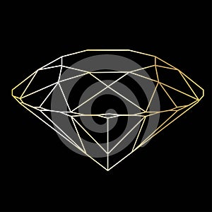 Vector golden luxury crystal diamond shape.Geometric Premium Glitter Icon, Polygon mosaic shape amethyst gem quartz stone line art