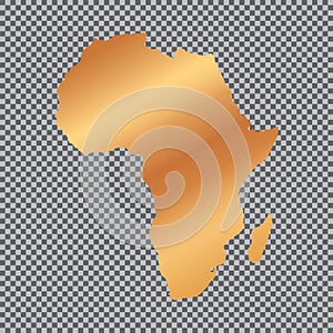 Vector golden map of Africa on transparent background