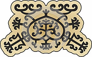 Vector golden national Yakut amulet, decoration
