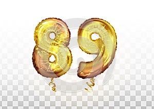 vector Golden number 89 eighty nine metallic balloon. Party decoration golden balloons. Anniversary sign for happy