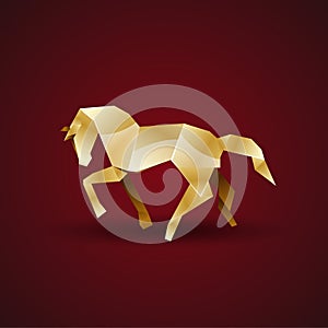 Vector golden origami horse