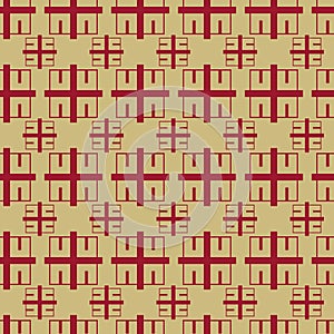 Vector golden and red color geometric block seamless pattern background