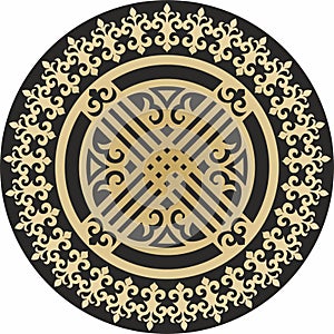 Vector golden round kazakh ornament shanyrak.