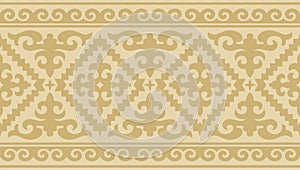 Vector golden seamless Kazakh national ornament.