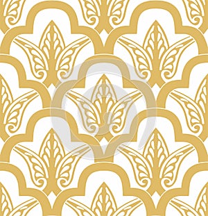 Vector golden seamless oriental national ornament, background.