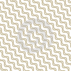 Vector golden seamless pattern with wavy lines, diagonal waves, stripes