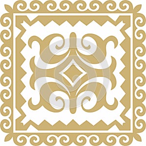 Vector golden square Kazakh national ornament.