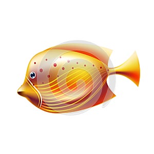 Vector golden tropical fish coral reef fish