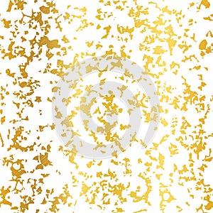 Vector Golden On White Abstract Grunge Flake Foil Texture Seamless Pattern Background. Great for elegant gold fabric photo